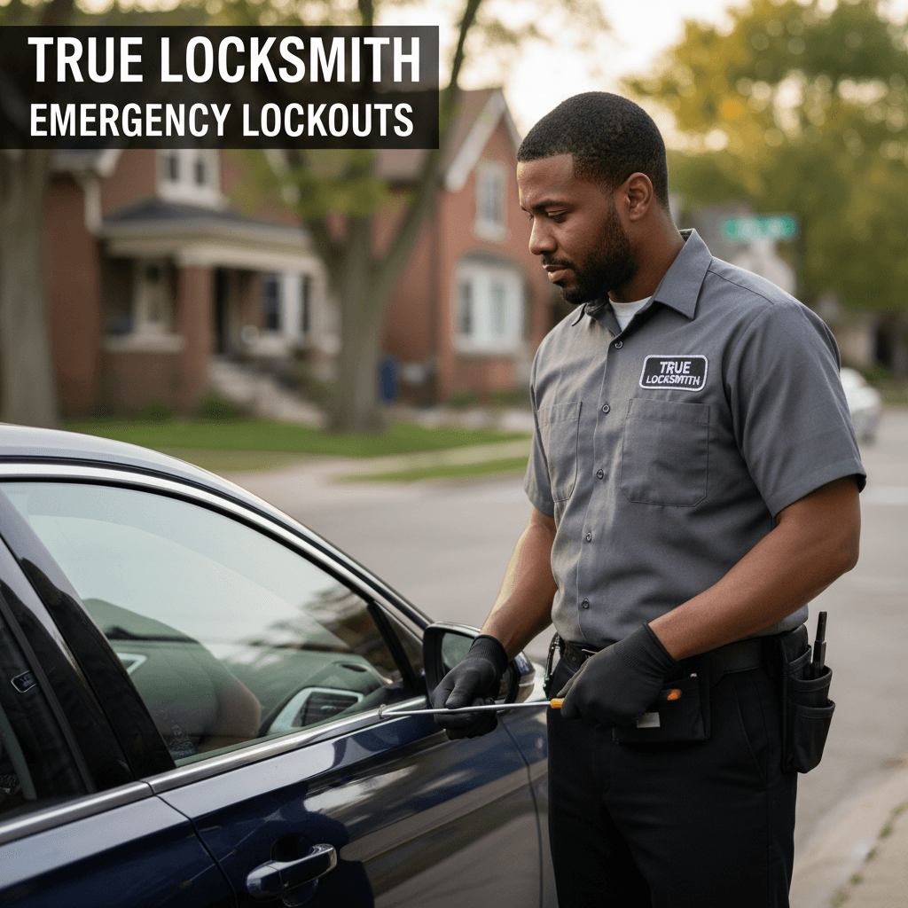 Marcus Johnson, emergency lockout technician, standing beside a car in Minneapolis