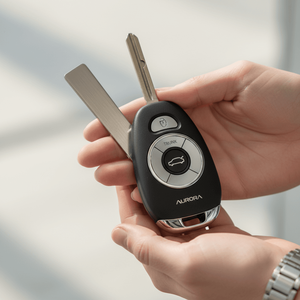 Technician programming car key fob